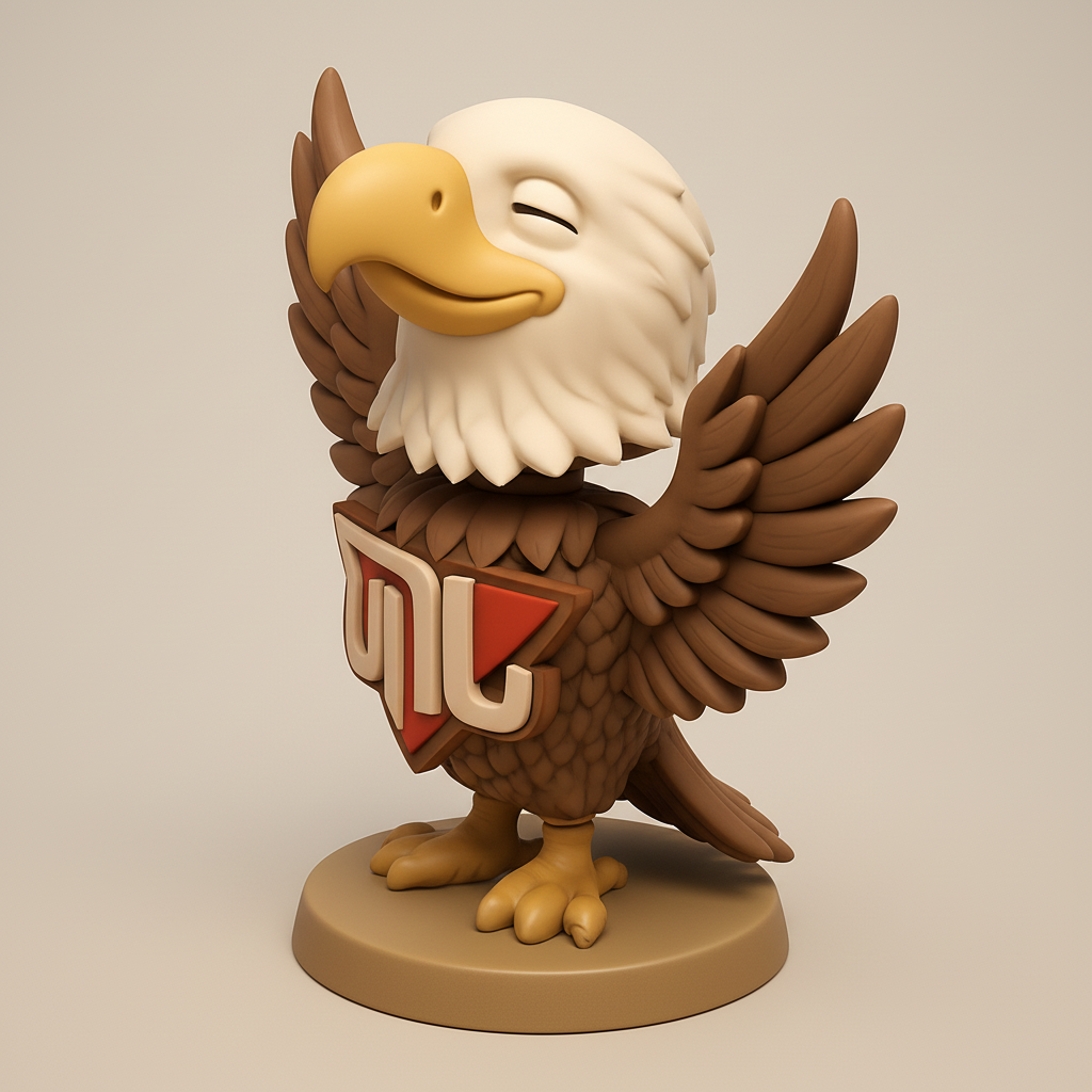 face anatomy 3d model-create 3d face model from photo_Happy Eagle Mascot Figurine - UIL Style