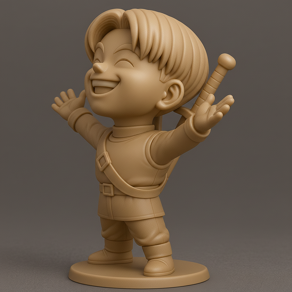 silhouette 3d printer maker-3d portrait printing_Joyful Warrior Kid 3D Model