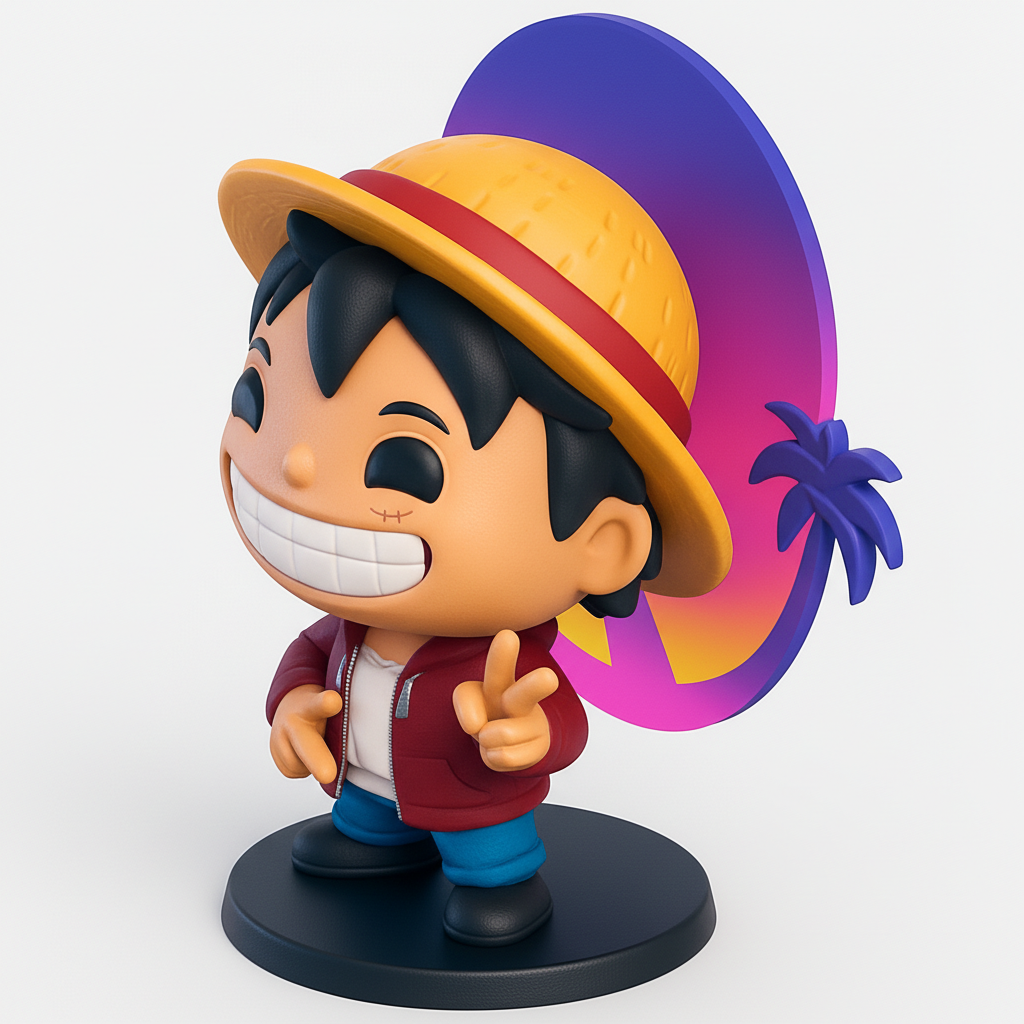 face anatomy 3d model-create 3d face model from photo_Smiling Straw Hat Hero Collectible Model