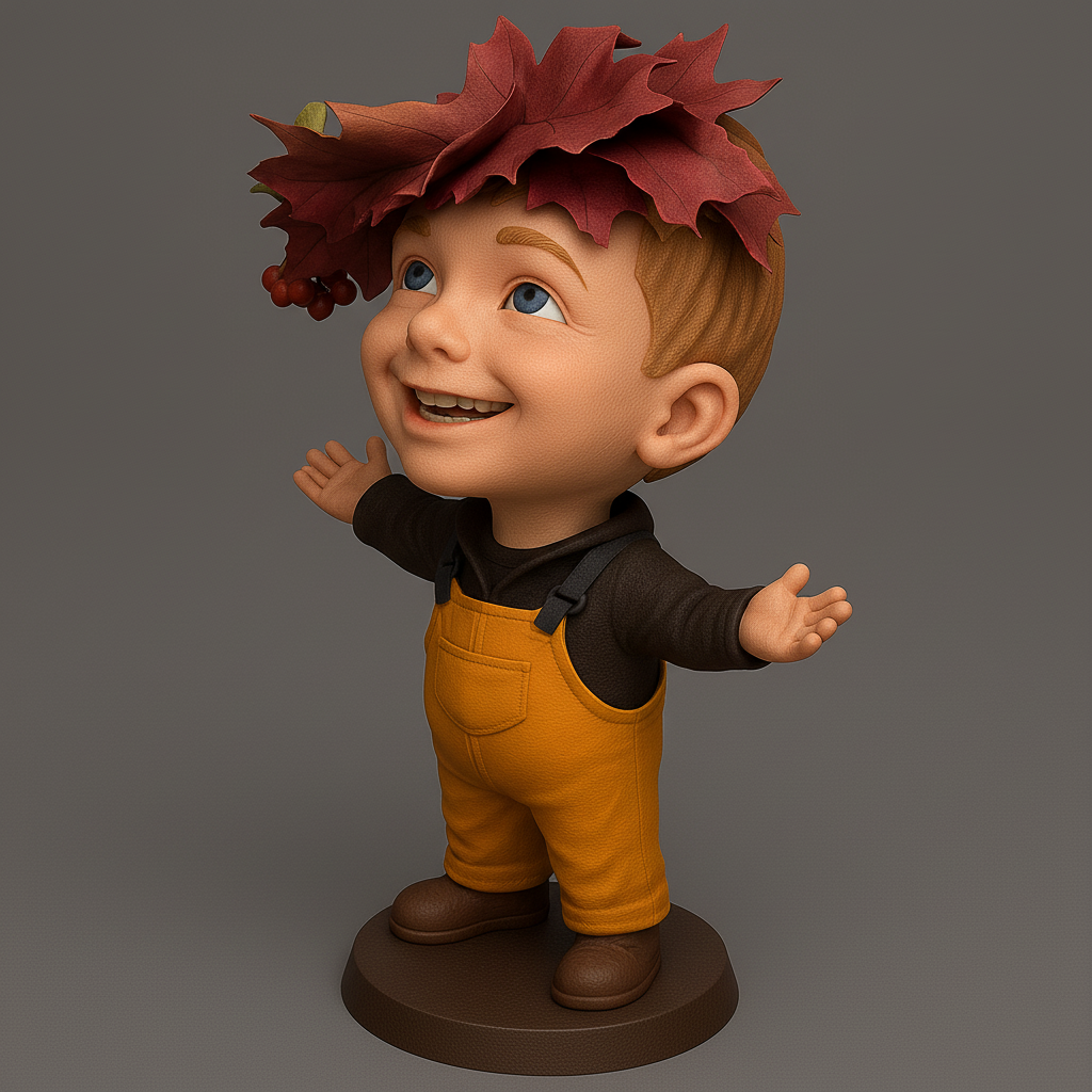 silhouette 3d printer maker-3d portrait printing_Joyful Autumn Child Figurine