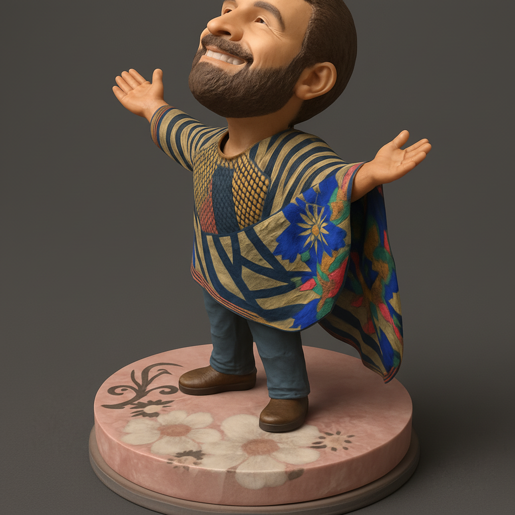 face to 3d model ai-3D portrait printing from photo_Uplifting Joyful Man Figurine: Spread Positivity!