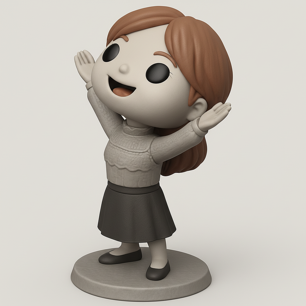 face anatomy 3d model-create 3d face model from photo_Charming Welcoming Girl Figurine - Joyful Desk Decor