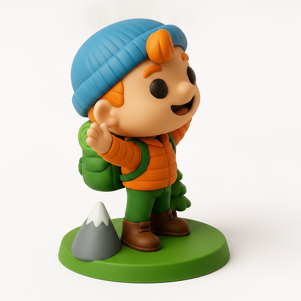 face to 3d model ai-3D portrait printing from photo_Happy Hiker Adventure Figurine for Desk & Display!