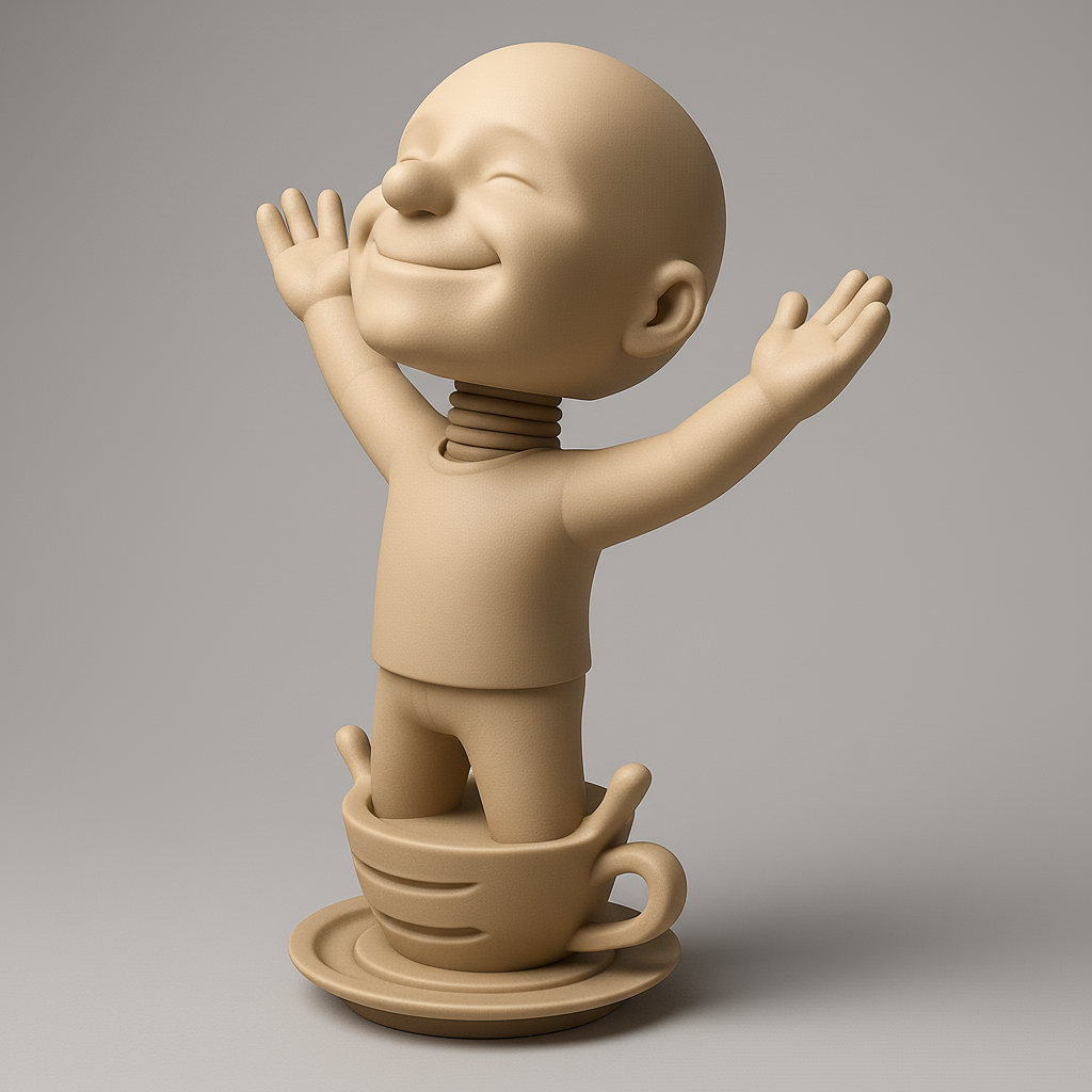 silhouette 3d printer maker-3d portrait printing_Joyful Figure in Coffee Cup