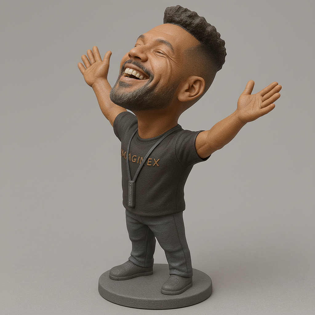 silhouette 3d printer maker-3d portrait printing_Joyful 3D Figurine with Outstretched Arms