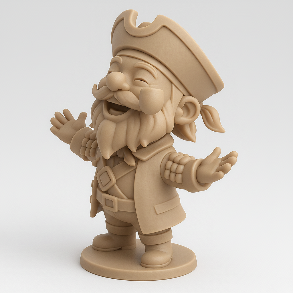 silhouette 3d printer maker-3d portrait printing_Cheerful Pirate Captain Figurine
