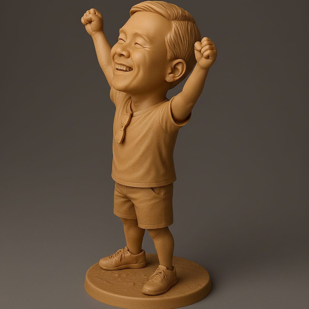 silhouette 3d printer maker-3d portrait printing_Joyful Kid Statue: Celebrate Happiness!