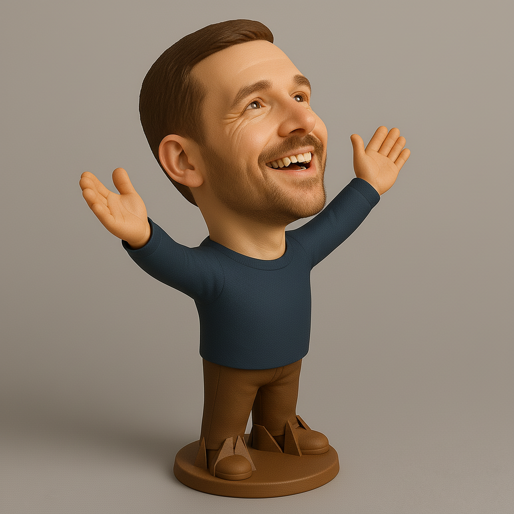 silhouette 3d printer maker-3d portrait printing_Joyful Figurine with Outstretched Arms