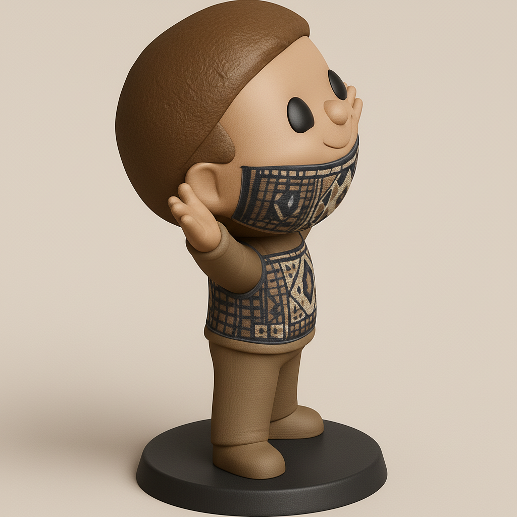 face to 3d model ai-3D portrait printing from photo_Joyful Cultural Figurine: Intricate Patterns, Happy Decor