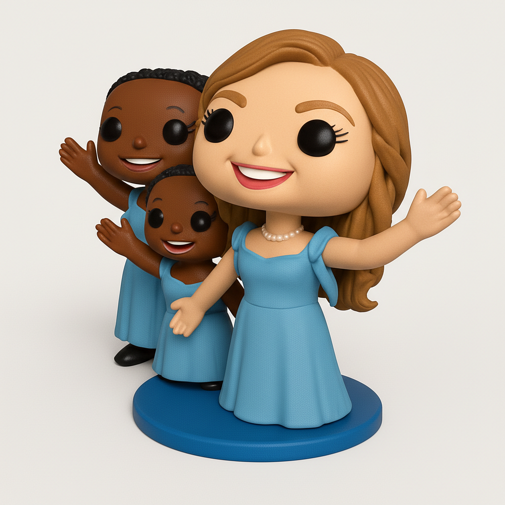 face to 3d model ai-3D portrait printing from photo_Funko Pop-Style Trio: Celebrate Sisterhood & Song