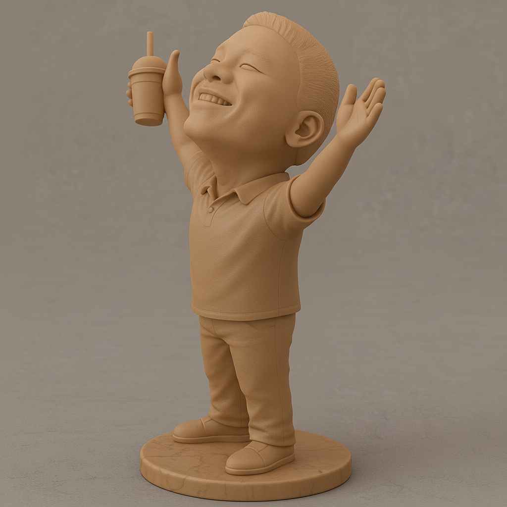 face anatomy 3d model-create 3d face model from photo_Joyful Kid Statue for 3D Printing