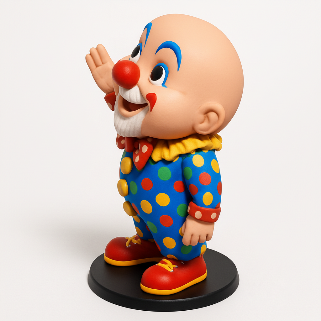 face to 3d model ai-3D portrait printing from photo_Joyful Polka Dot Clown Pal - Fun & Easy 3D Print!