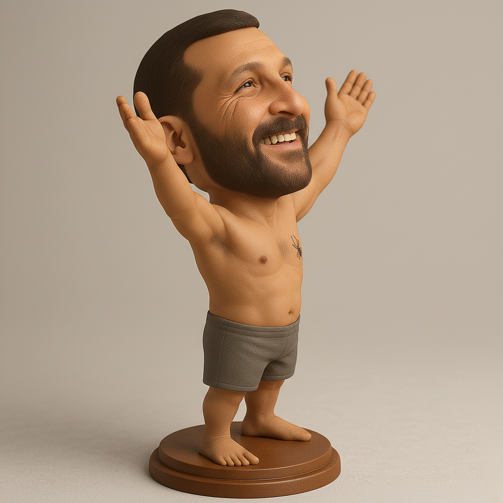face anatomy 3d model-create 3d face model from photo_Smiling Bearded Man Figurine - Positive Desk Art