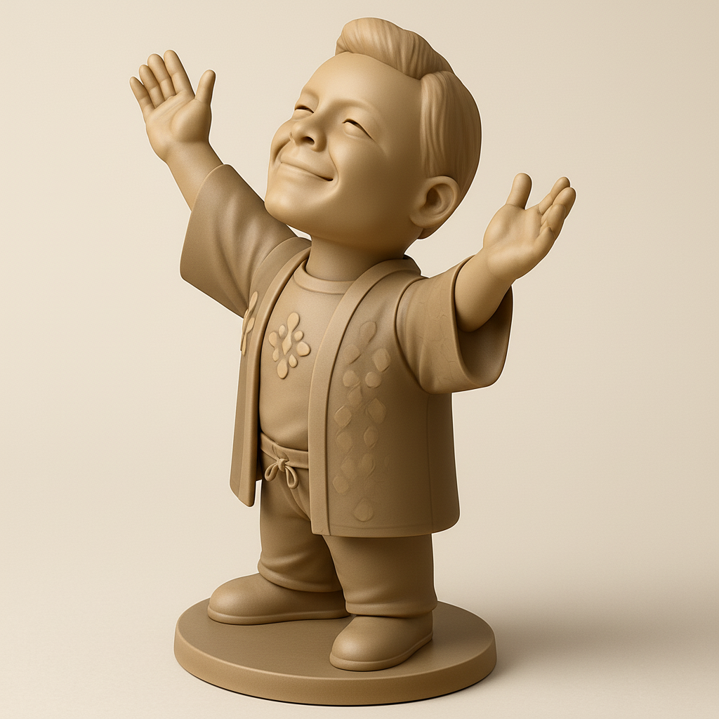 silhouette 3d printer maker-3d portrait printing_Joyful Embrace Figure - Happy Child 3D Printable Statue
