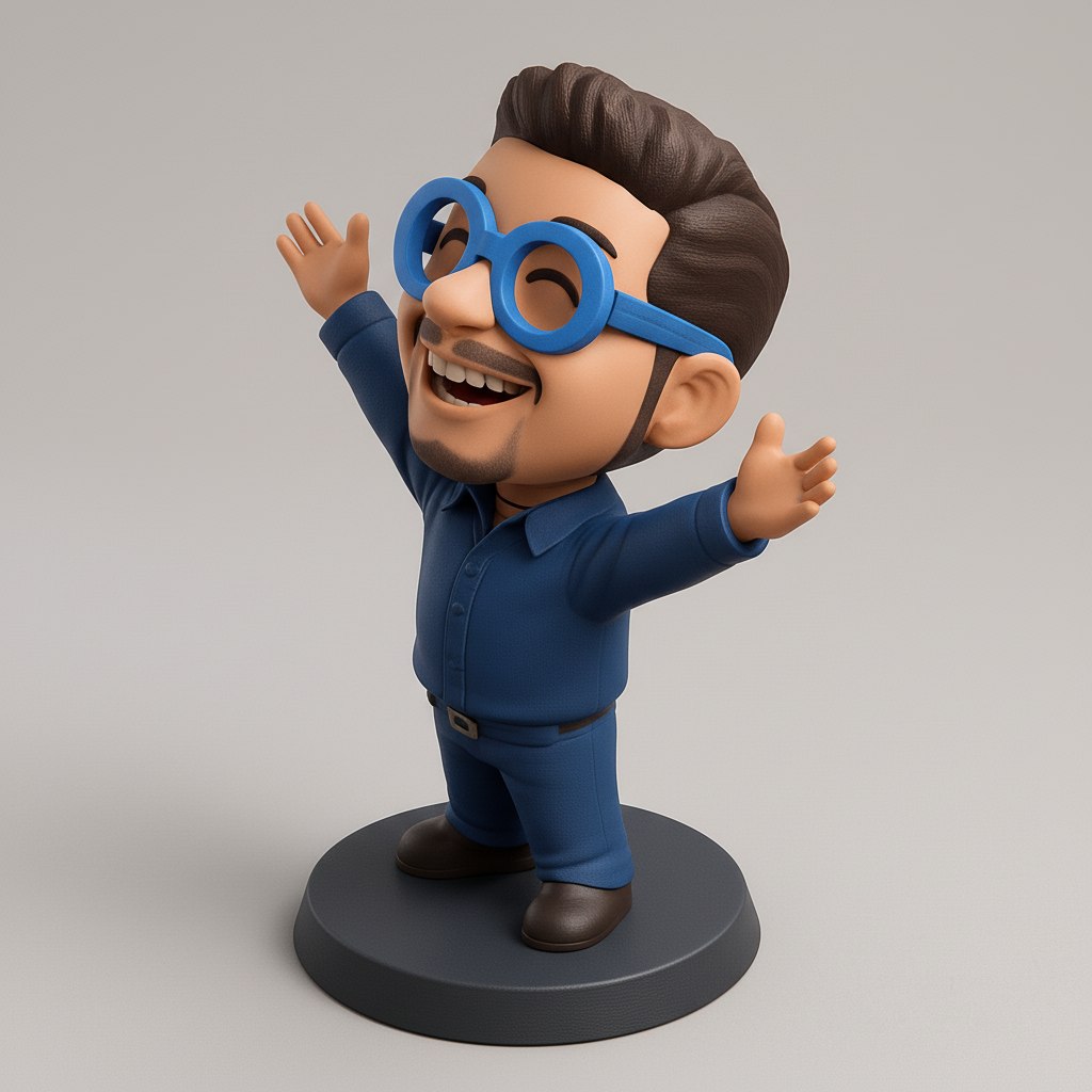 silhouette 3d printer maker-3d portrait printing_Joyful Bobblehead Character: Spread Happiness on Your Desk!