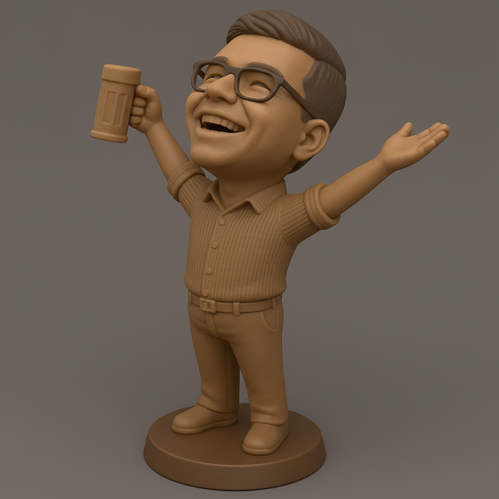 silhouette 3d printer maker-3d portrait printing_Joyful Cheers: Celebratory Figure Model