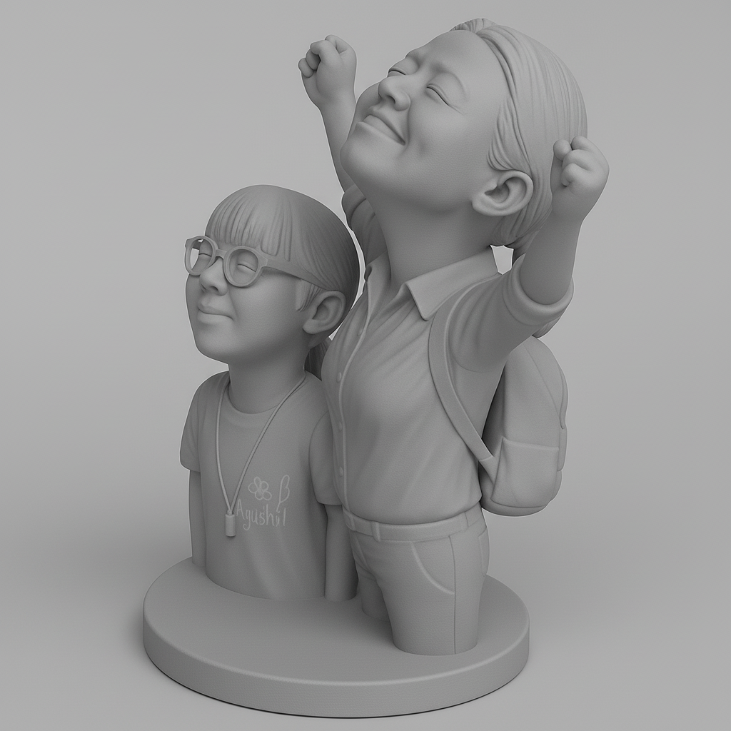 silhouette 3d printer maker-3d portrait printing_Joyful Family Celebration Figurine