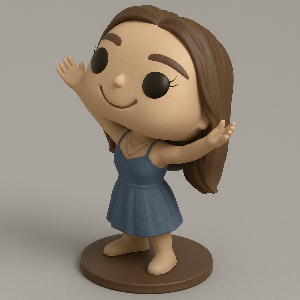 face to 3d model ai-3D portrait printing from photo_Smiling Girl Funko Style Collectible Figurine