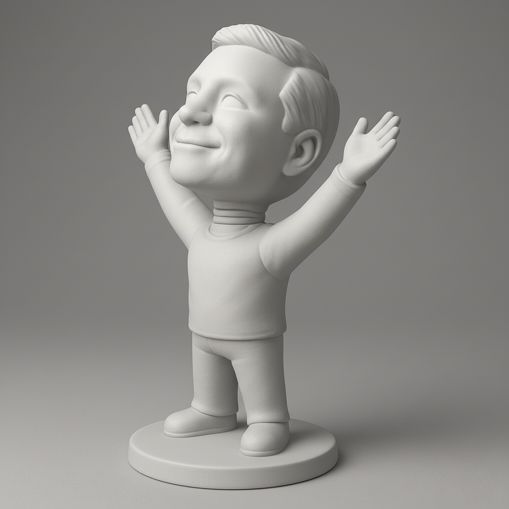 face to 3d model ai-3D portrait printing from photo_Uplifting Happy Man Figure - Spread Joy!