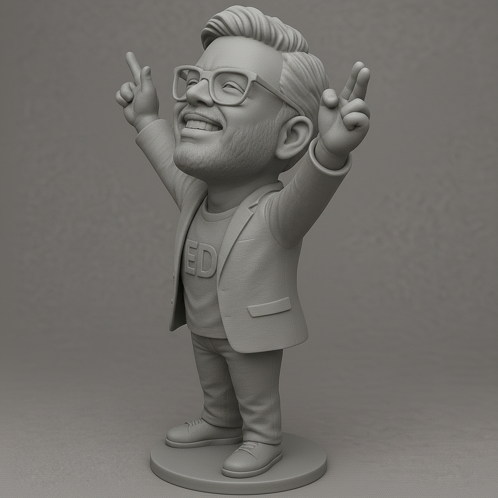 silhouette 3d printer maker-3d portrait printing_Cheerful Character with Peace Signs