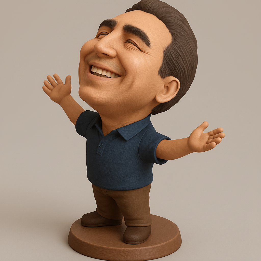 face to 3d model ai-3D portrait printing from photo_Optimistic Man Figurine: Print Joy & Good Vibes