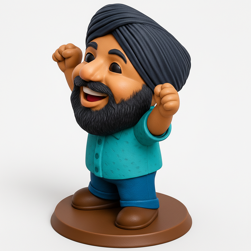 face anatomy 3d model-create 3d face model from photo_Joyful Turbaned Man Figurine - Positive Vibes Desk Decor