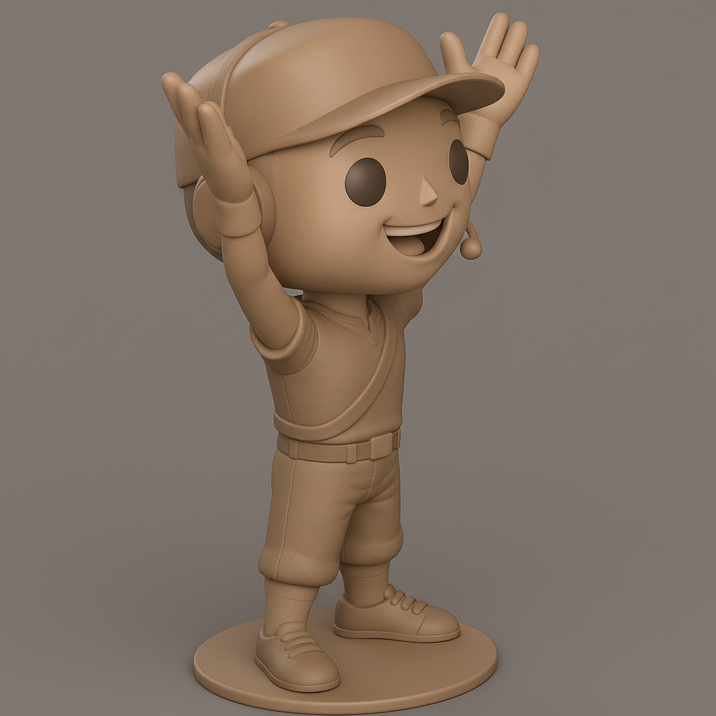 silhouette 3d printer maker-3d portrait printing_Cheerful 3D Gamer Figure with Headset