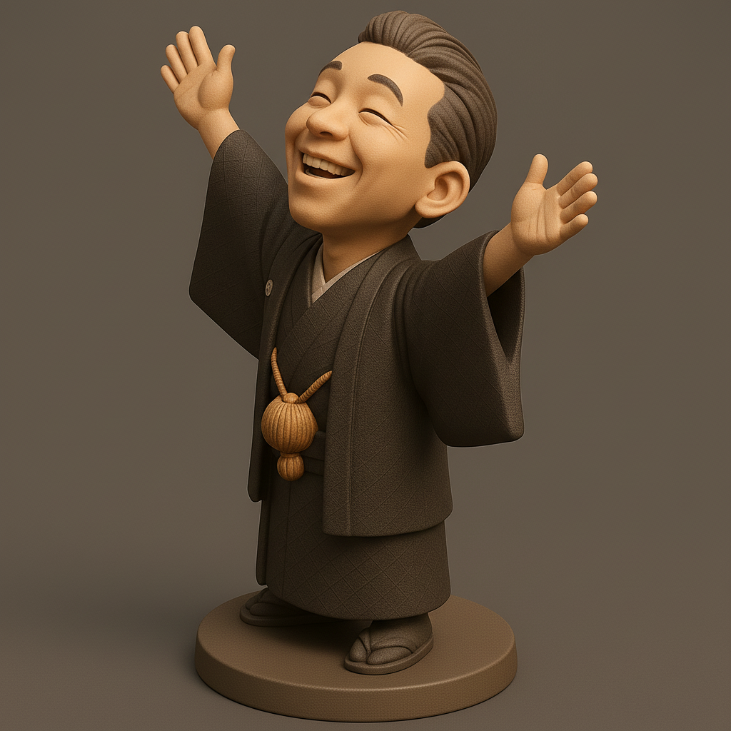 silhouette 3d printer maker-3d portrait printing_Joyful Samurai Figure for 3D Printing