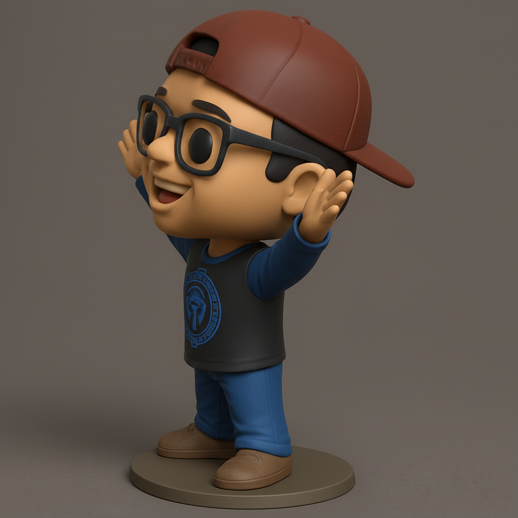 face anatomy 3d model-create 3d face model from photo_Funko-Style Happy Boy Figurine: Print Your Own Desk Pal!