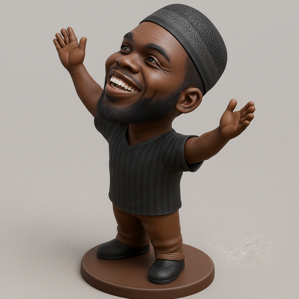 silhouette 3d printer maker-3d portrait printing_Uplifted Spirit Bobblehead: Celebrate Joy!