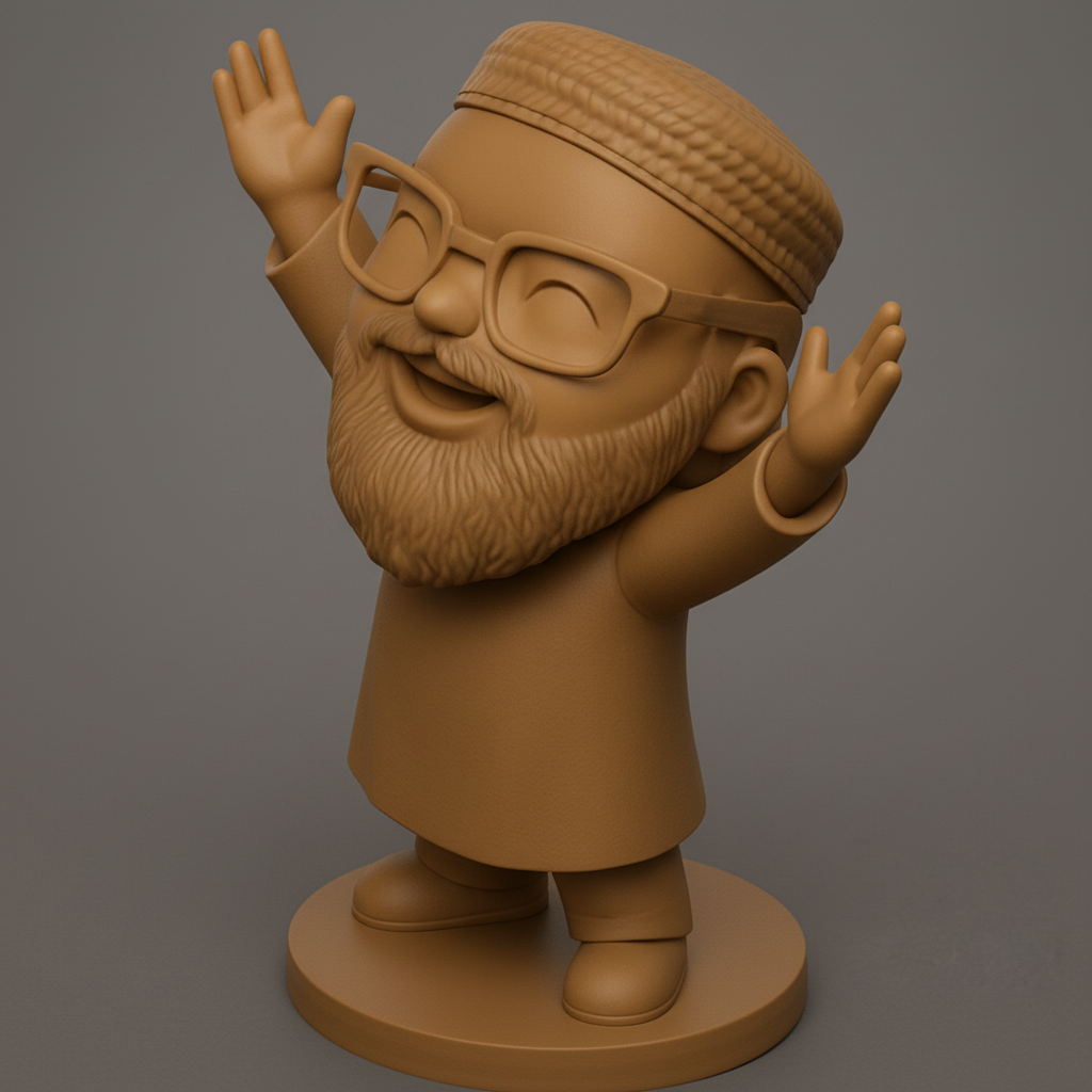 face to 3d model ai-3D portrait printing from photo_Printable Joy: Happy Bearded Man Figurine