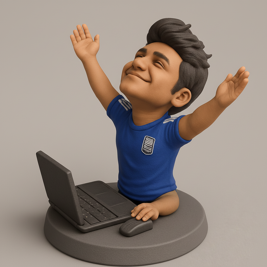 face to 3d model ai-3D portrait printing from photo_Victory Pose Desk Companion: Celebrate Your Digital Wins!