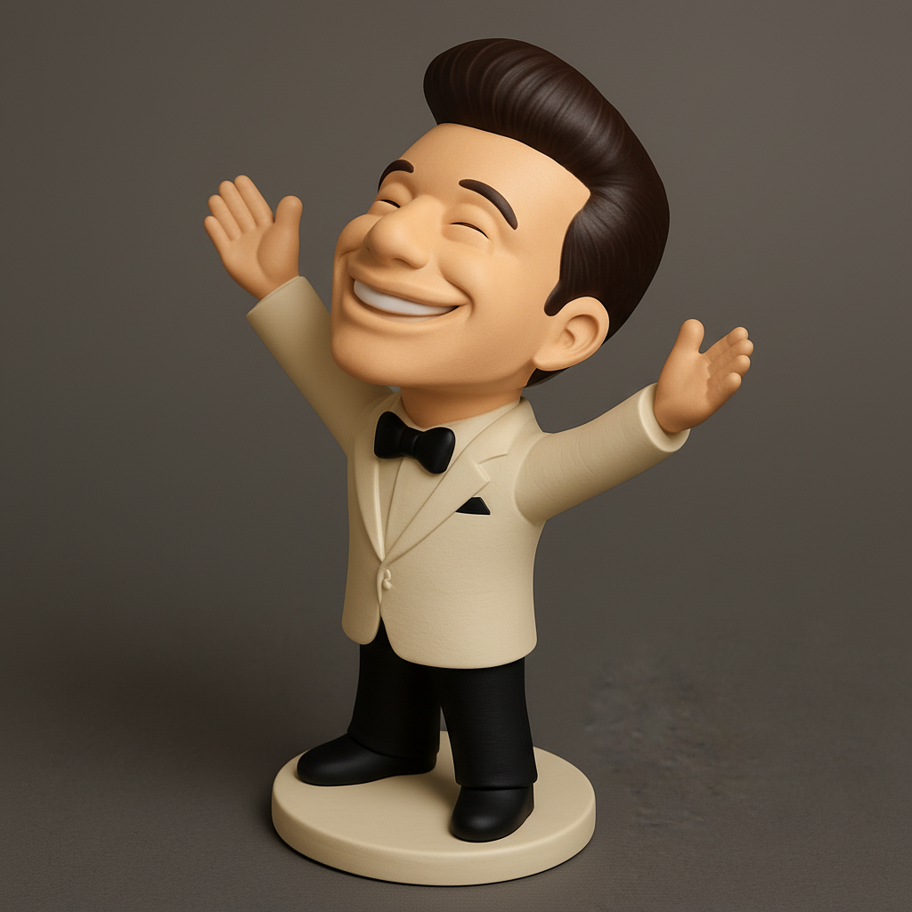 face anatomy 3d model-create 3d face model from photo_Joyful Performer Figurine: Classic Style, Big Smiles