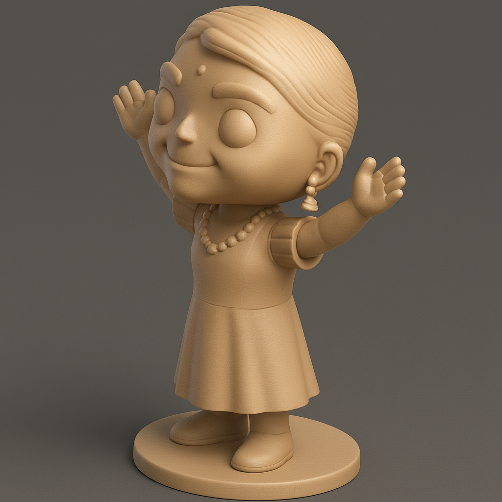 face anatomy 3d model-create 3d face model from photo_Welcoming Chibi Indian Girl Figurine - Joyful Home Decor