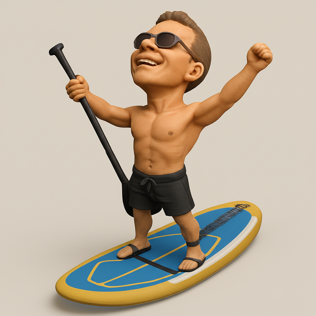face to 3d model ai-3D portrait printing from photo_Paddleboard Pro Celebration - Print Your Summer Joy!