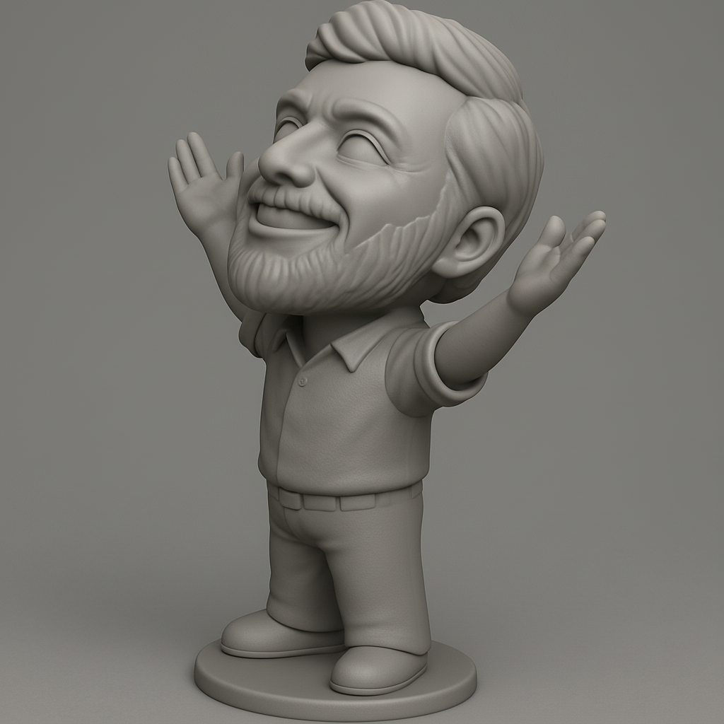 face anatomy 3d model-create 3d face model from photo_Spread Joy: Happy Bearded Man Desktop Figurine