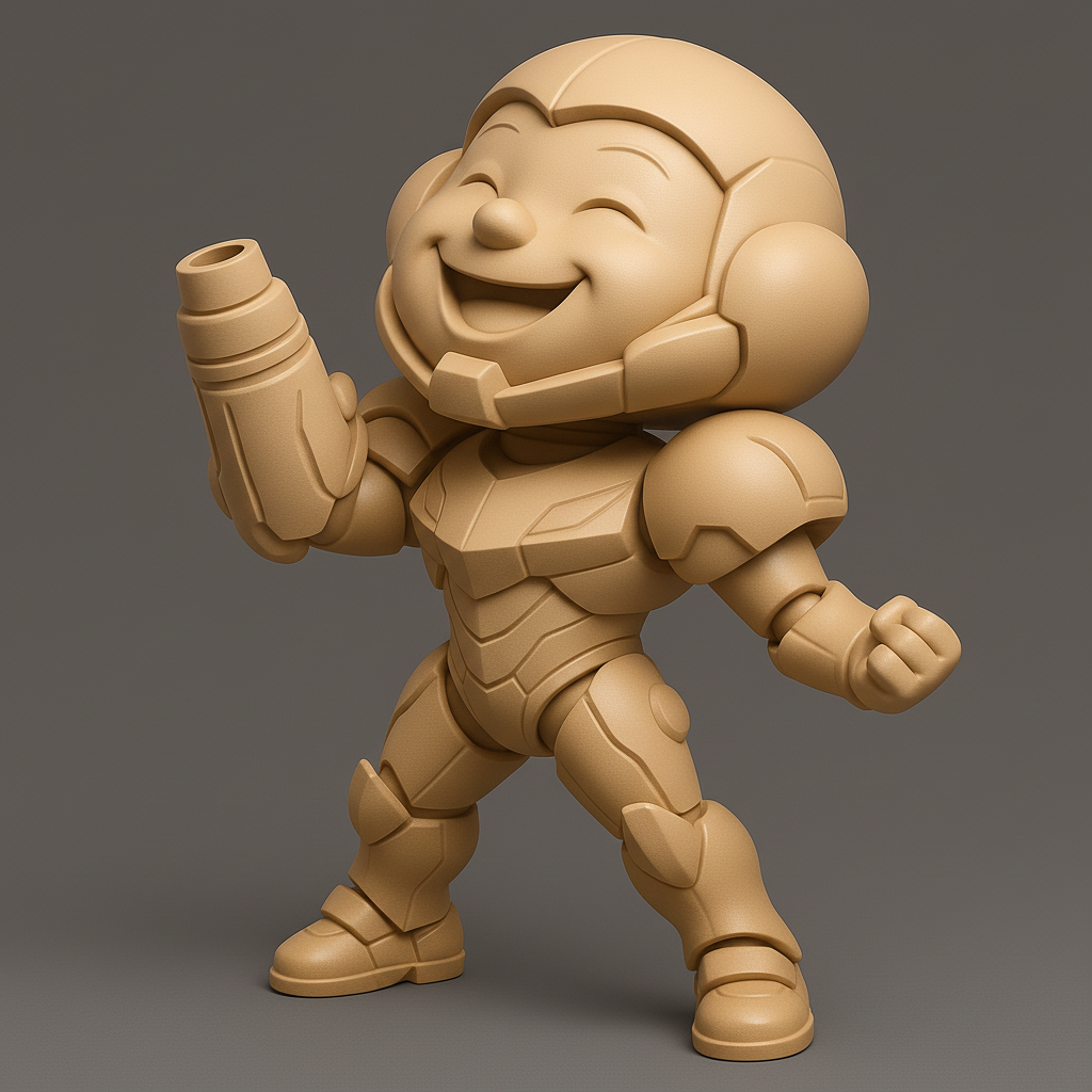 silhouette 3d printer maker-3d portrait printing_Cheerful Heroic Figure for 3D Printing