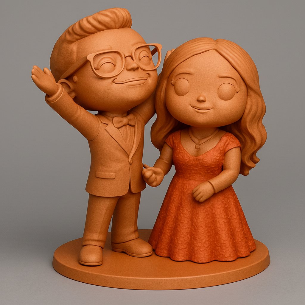 face to 3d model ai-3D portrait printing from photo_Charming Chibi Couple: Personalized Wedding & Gift Figurine