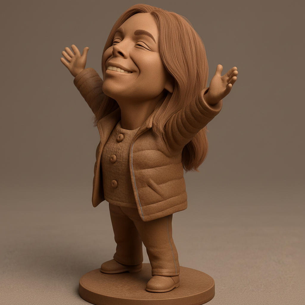 silhouette 3d printer maker-3d portrait printing_Joyful Embrace: Arms Wide Open Figurine