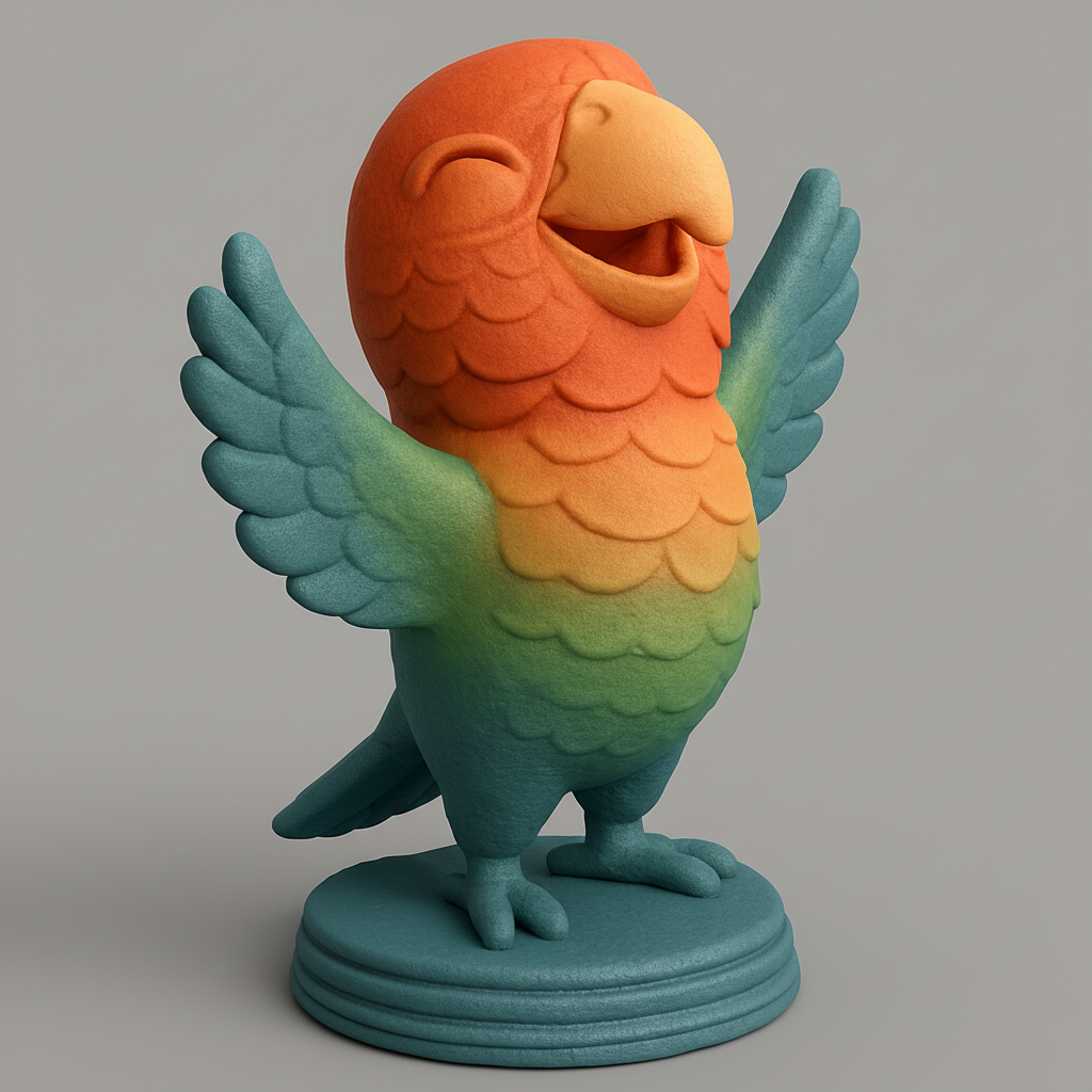face to 3d model ai-3D portrait printing from photo_Cheerful Gradient Parrot: A Vibrant Desk Companion