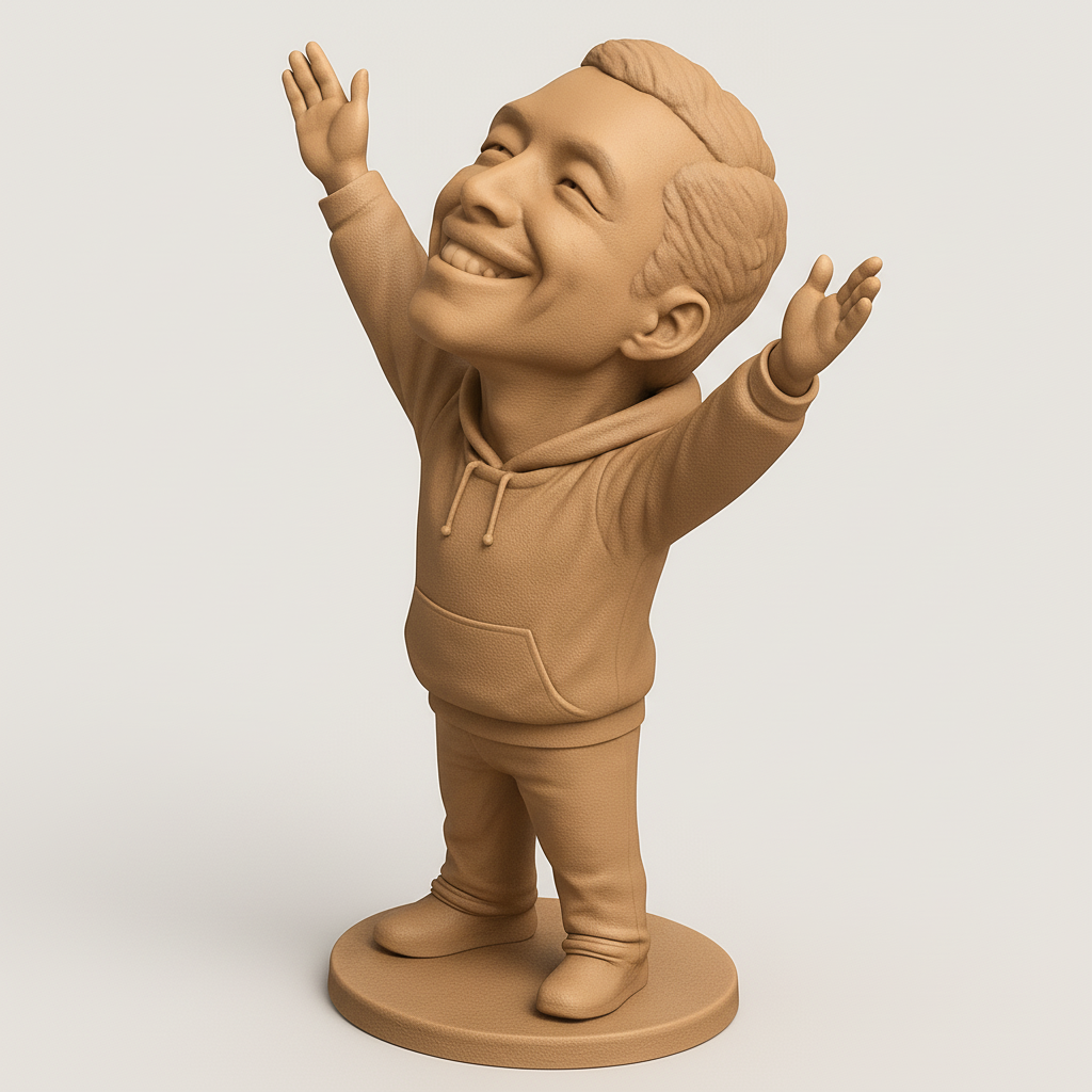 face anatomy 3d model-create 3d face model from photo_Joyful Celebration Figure: Your Personal Desk Trophy