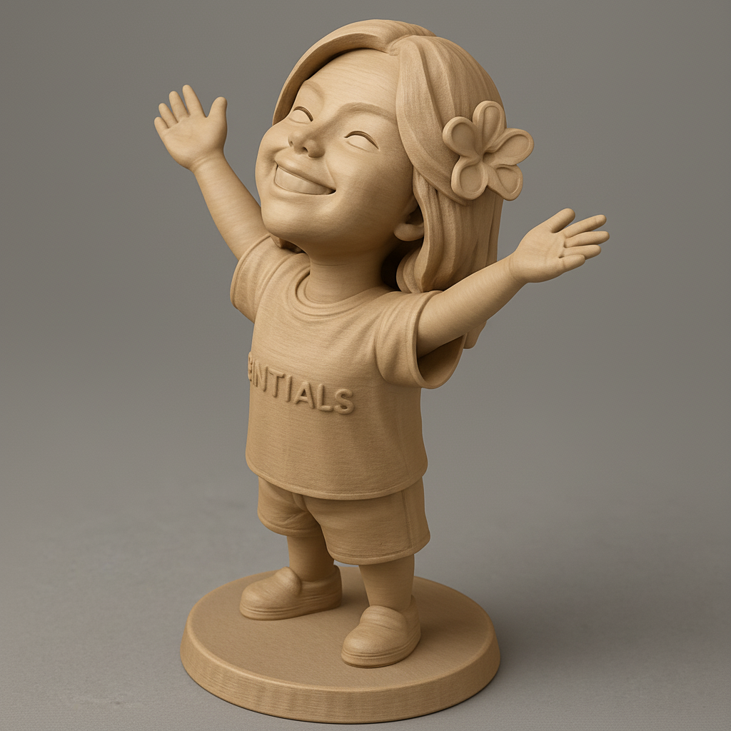 face to 3d model ai-3D portrait printing from photo_Radiant Joyful Girl Statue with Open Arms