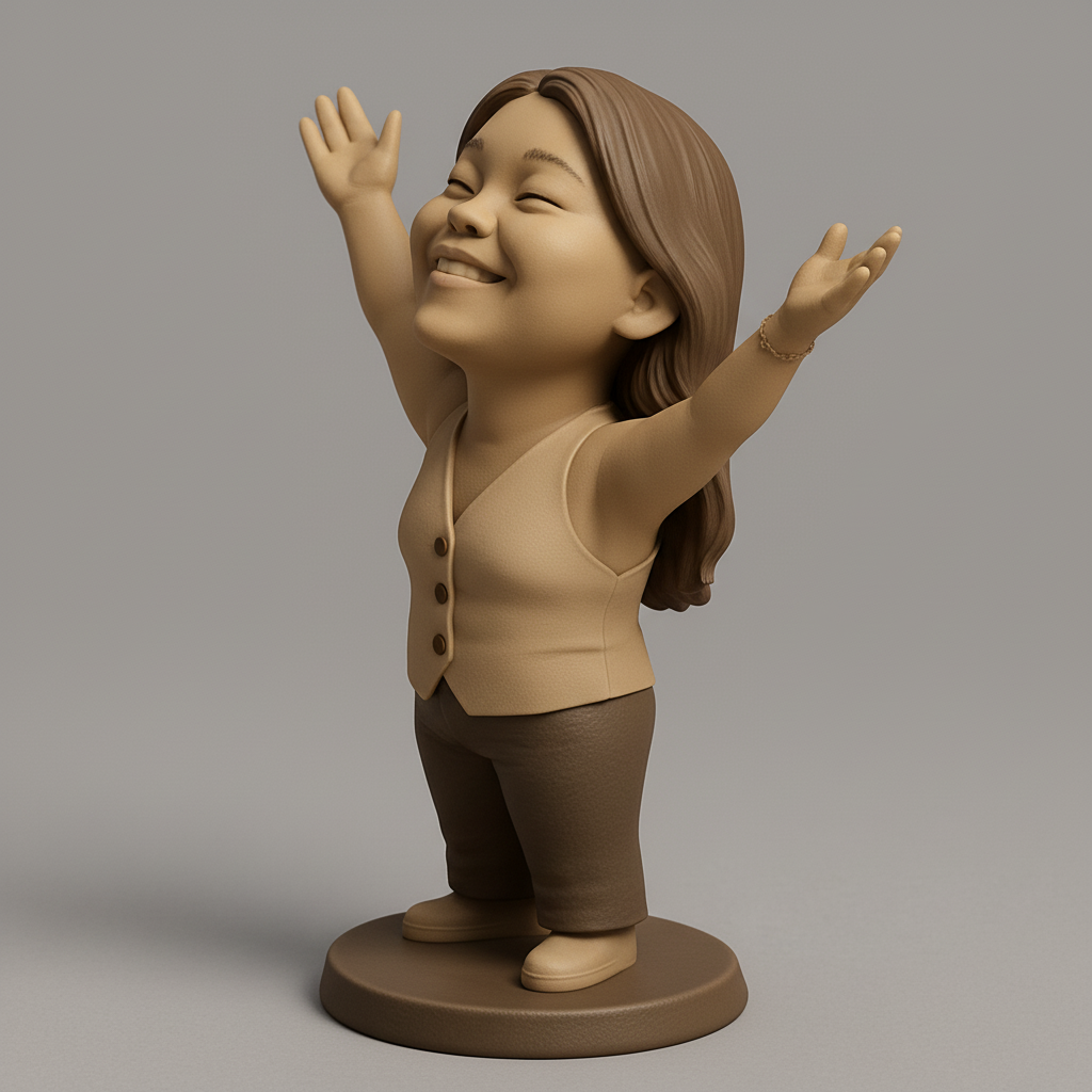 face anatomy 3d model-create 3d face model from photo_Embrace Joy Figurine: Happy Outstretched Arms