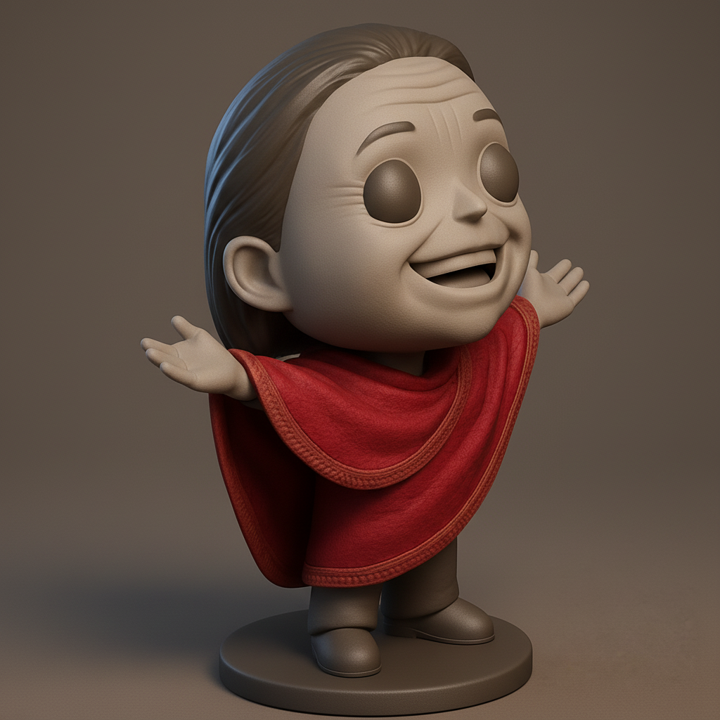 face to 3d model ai-3D portrait printing from photo_Embrace Joy: Smiling Elder Chibi Desk Companion