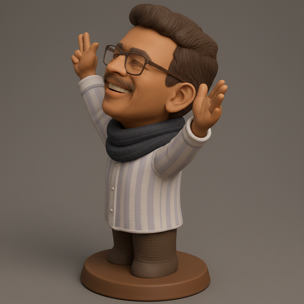 face to 3d model ai-3D portrait printing from photo_Uplifting Happy Man Figurine - Easy 3D Print