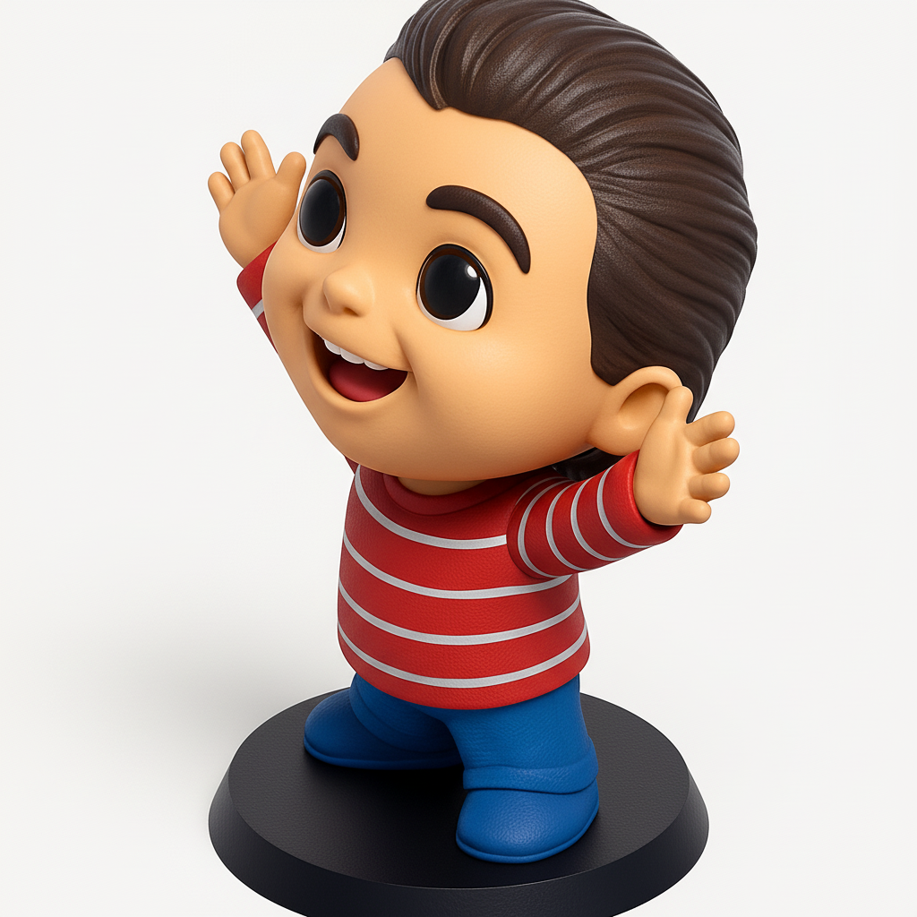 face to 3d model ai-3D portrait printing from photo_Happy Waving Boy Figurine - Joyful Desk Decor!