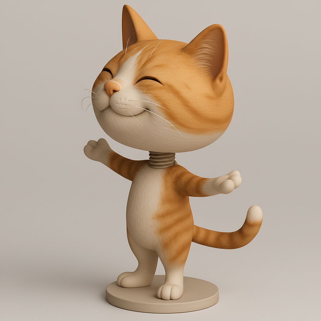 silhouette 3d printer maker-3d portrait printing_Joyful Cat Figurine for 3D Printing