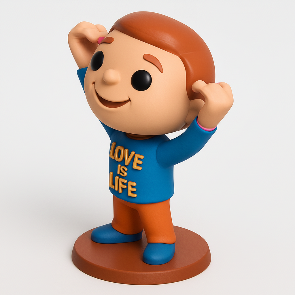 face anatomy 3d model-create 3d face model from photo_Love Is Life Positive Vibe Desk Buddy with Flexing Pose