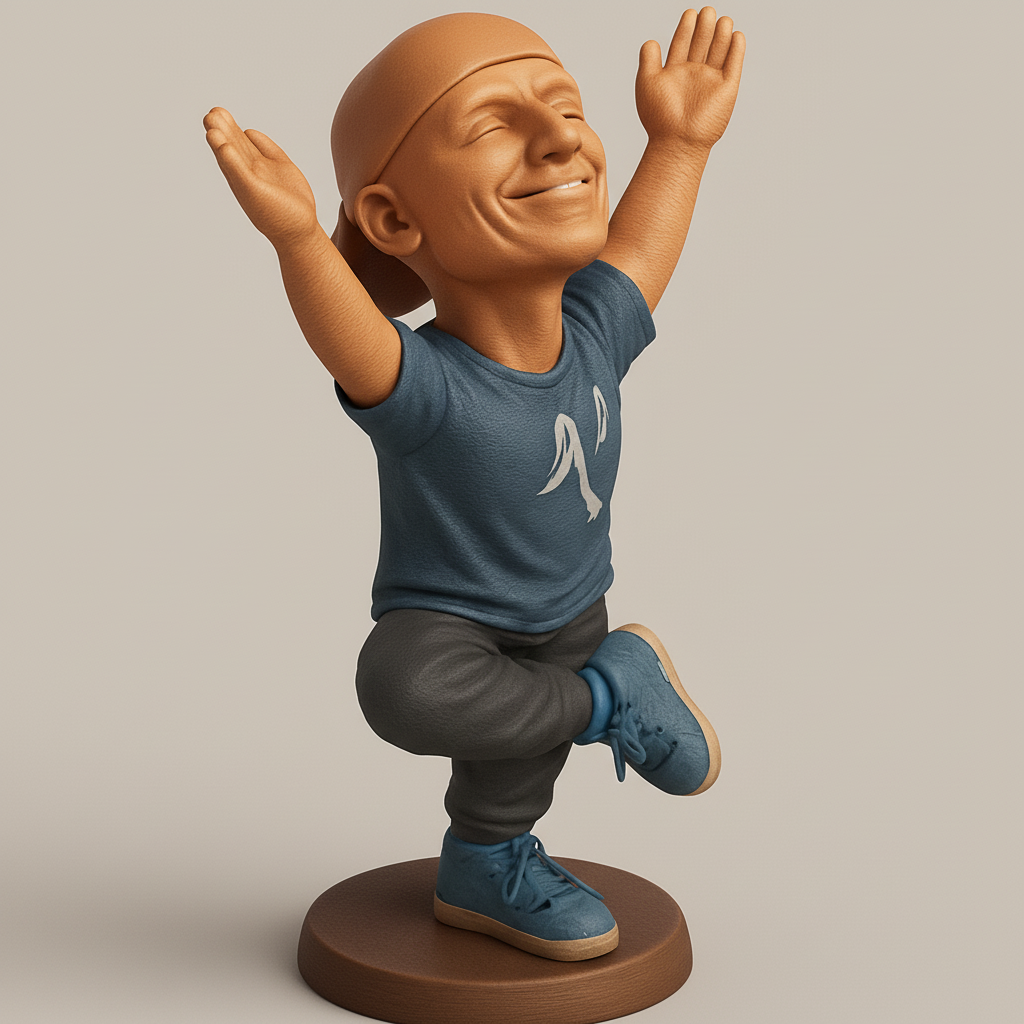 silhouette 3d printer maker-3d portrait printing_Joyful Yoga Figurine: Balance & Serenity in Tree Pose