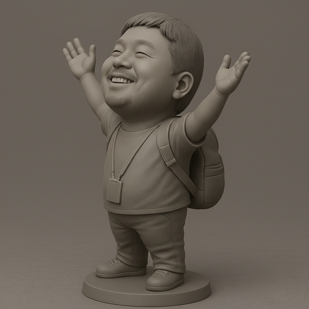 face anatomy 3d model-create 3d face model from photo_Joyful Figurine with Outstretched Arms